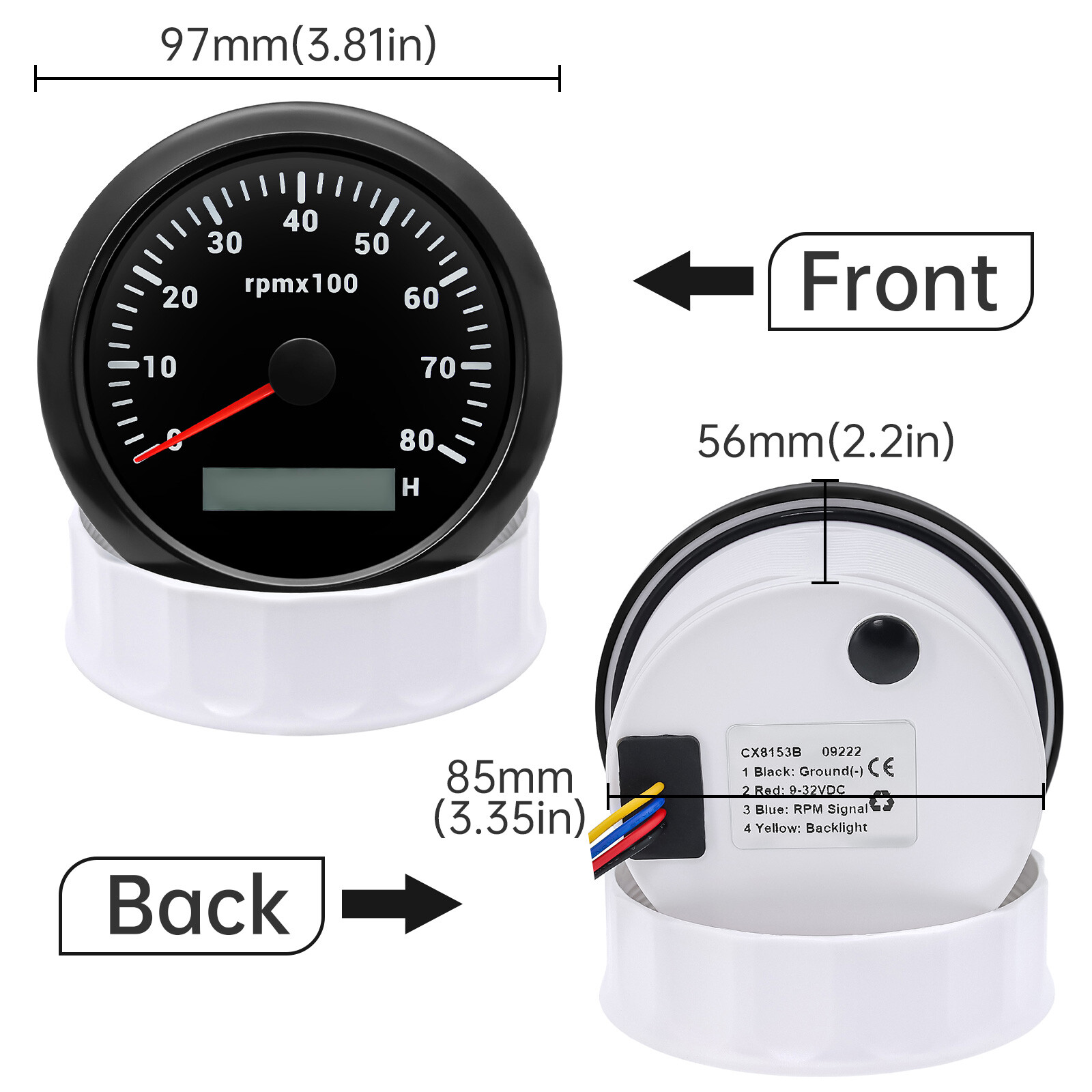 6 Gauge Set 85mm GPS Speedometer 200MPH Tachometer for Marine Boat Car Truck ATV