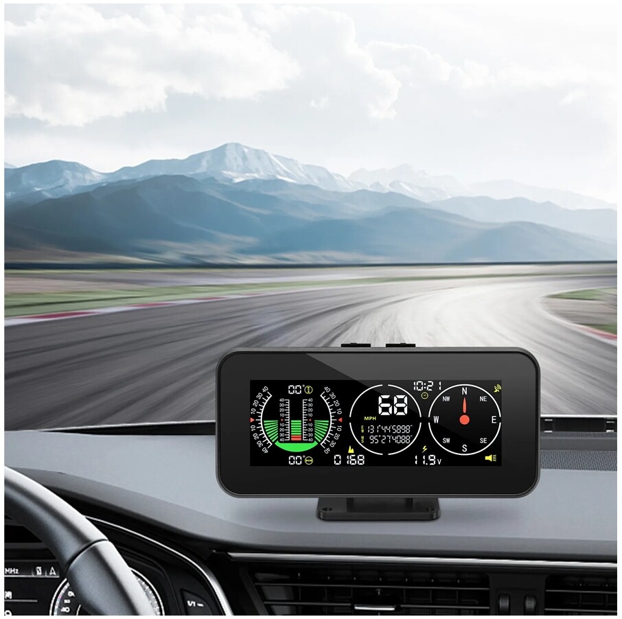 1 Set Car Suv Off-Road Smart Slope Meter GPS Speedometer Compass Overspeed Alarm