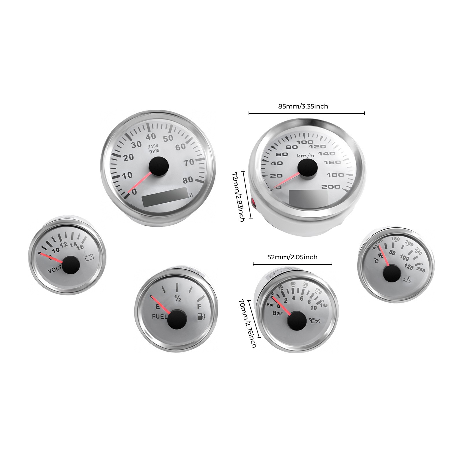 Universal 6 Gauge Kit GPS Speedometer Fit Car Marine Boat Truck Yacht Waterproof