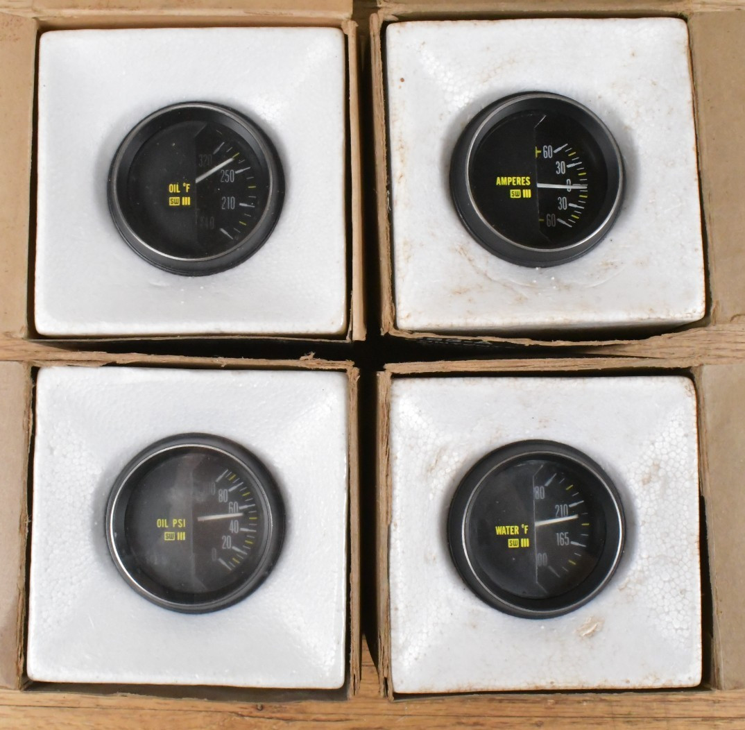 (4) Vtg Stewart Warner 2″ Gauges 2-Sealed 283-l 283-K 283-J 283-A RARE Stage III