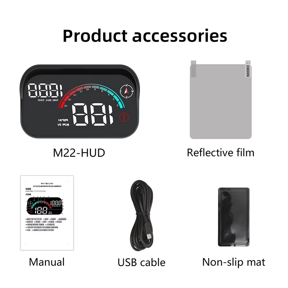 M22 Car HUD Head Up Display Universal Digital GPS Speedometer HD LCD Projection