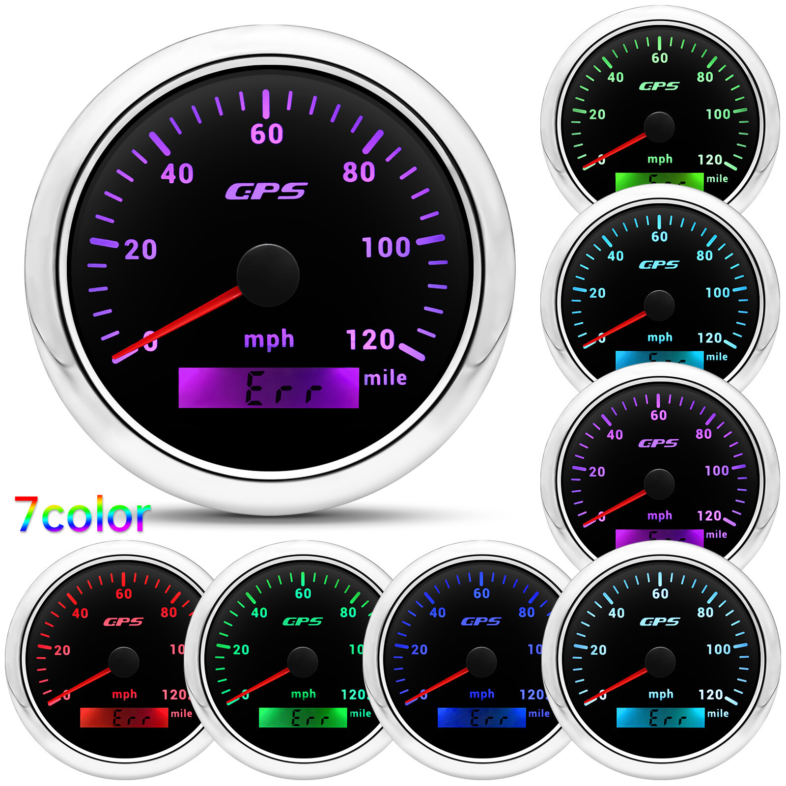 8 Gauge Set 85mm GPS Speedometer 120MPH&tacho 8000RPM Gauge for Boat Waterproof