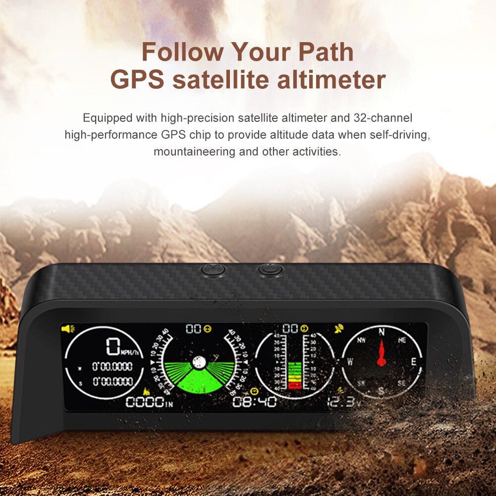 Car Off Road Digital GPS Inclinometer Compass Slope Meter Gauge HUD Speedometer