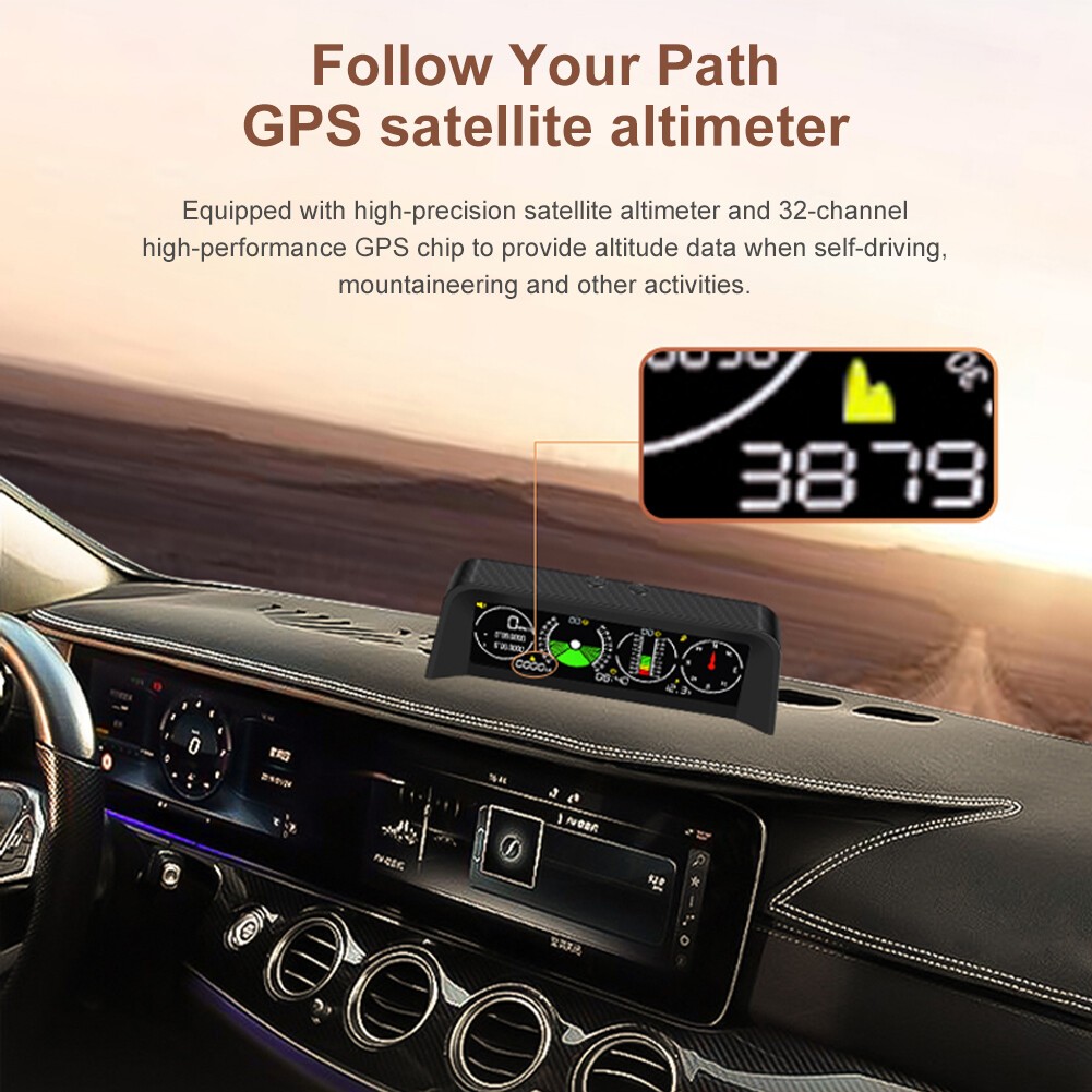 Car Off Road Digital GPS Inclinometer Compass Slope Meter Gauge HUD Speedometer