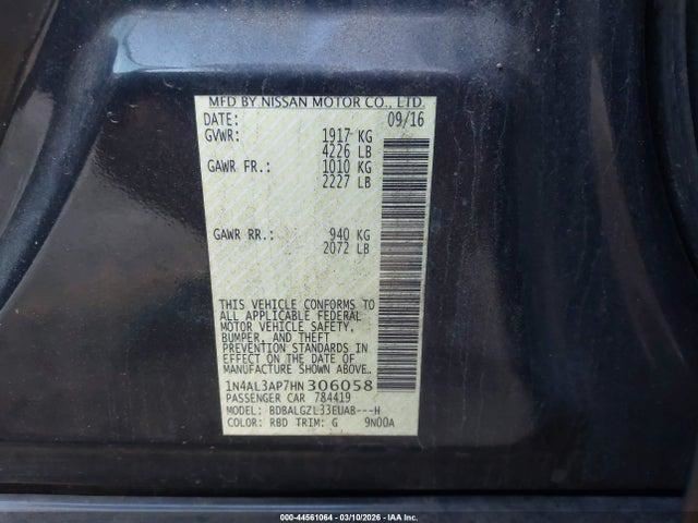 Speedometer Cluster 4 Cylinder MPH Base Fits 16-17 ALTIMA 2524486