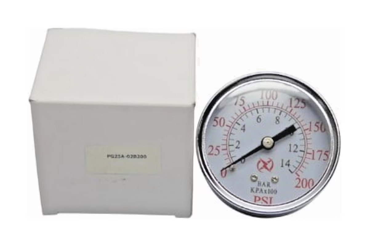 Air Compressor Pressure Hydraulic Gauges 2″ Face Back Mount 1/4″ NPT 0-200 PSI
