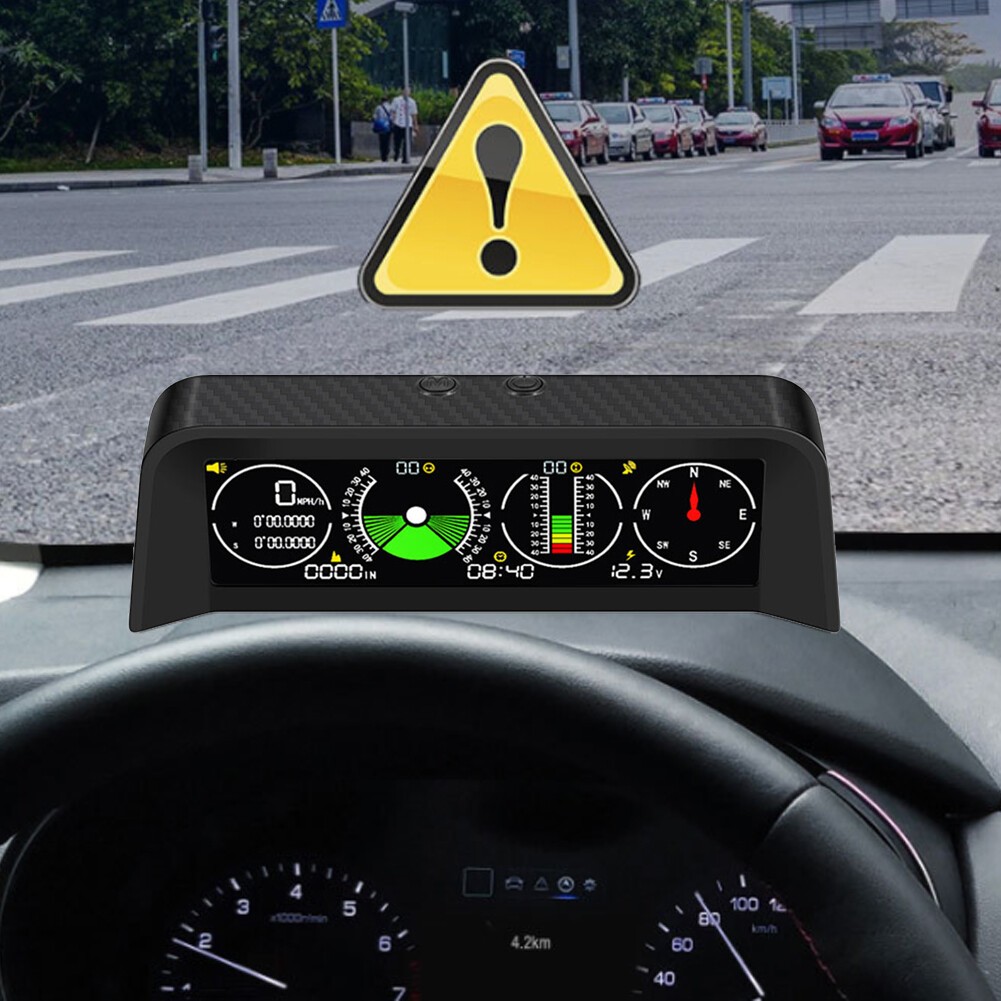 Car Off Road Digital GPS Inclinometer Compass Slope Meter Gauge HUD Speedometer