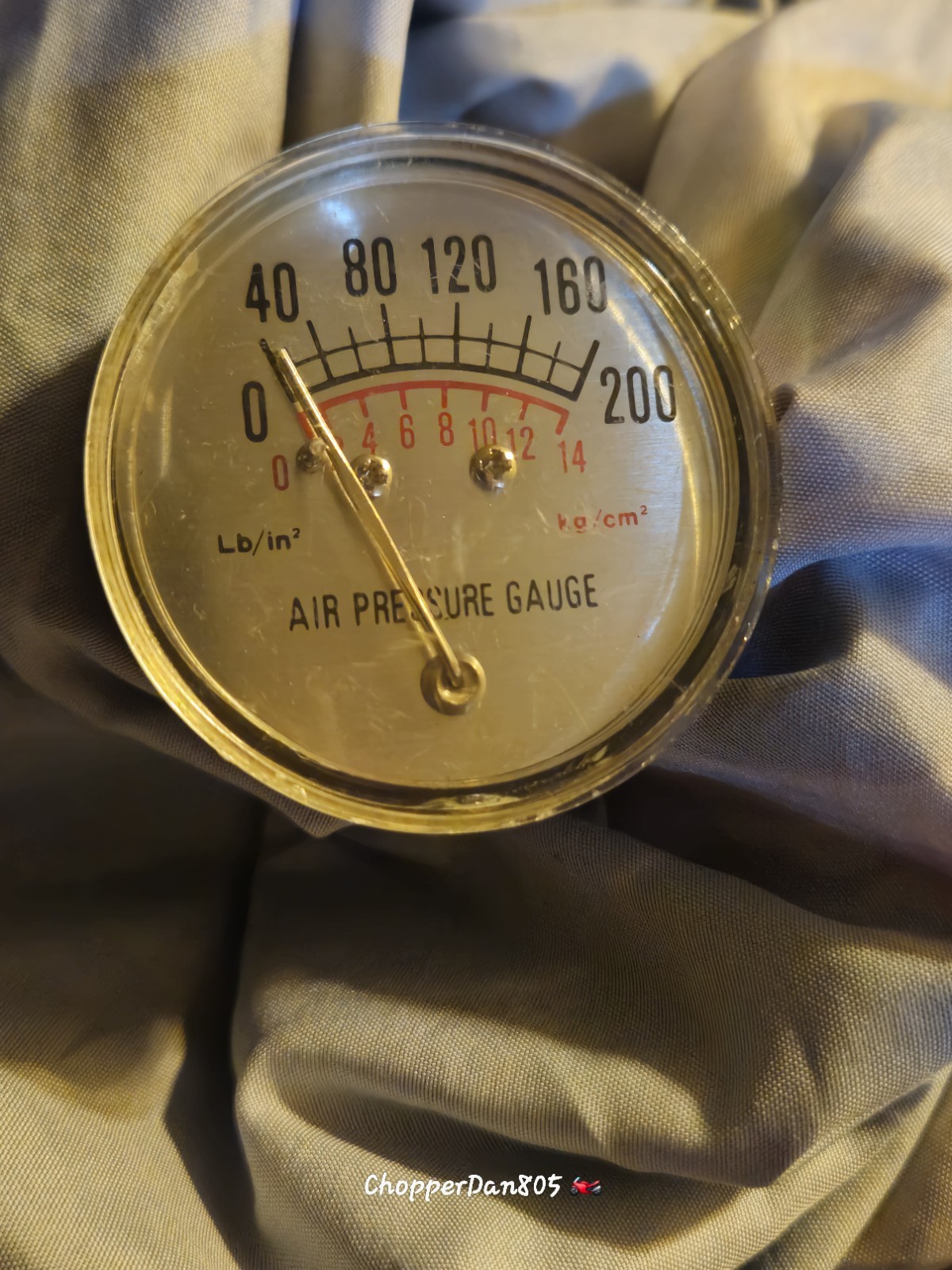 Vintage Analog Air Pressure Gauge 0-200 PSI & 0-14 kg/cm² Mechanical Dial