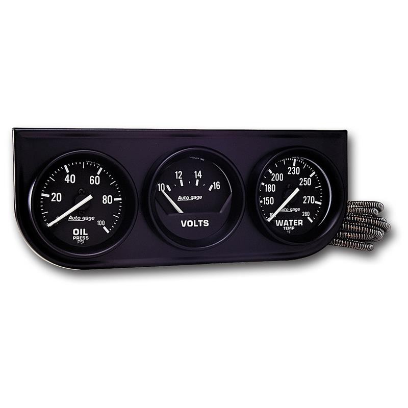 Auto Meter 2397 Autogage Black Console Oil Volt Water Gauge 2.3125 in.