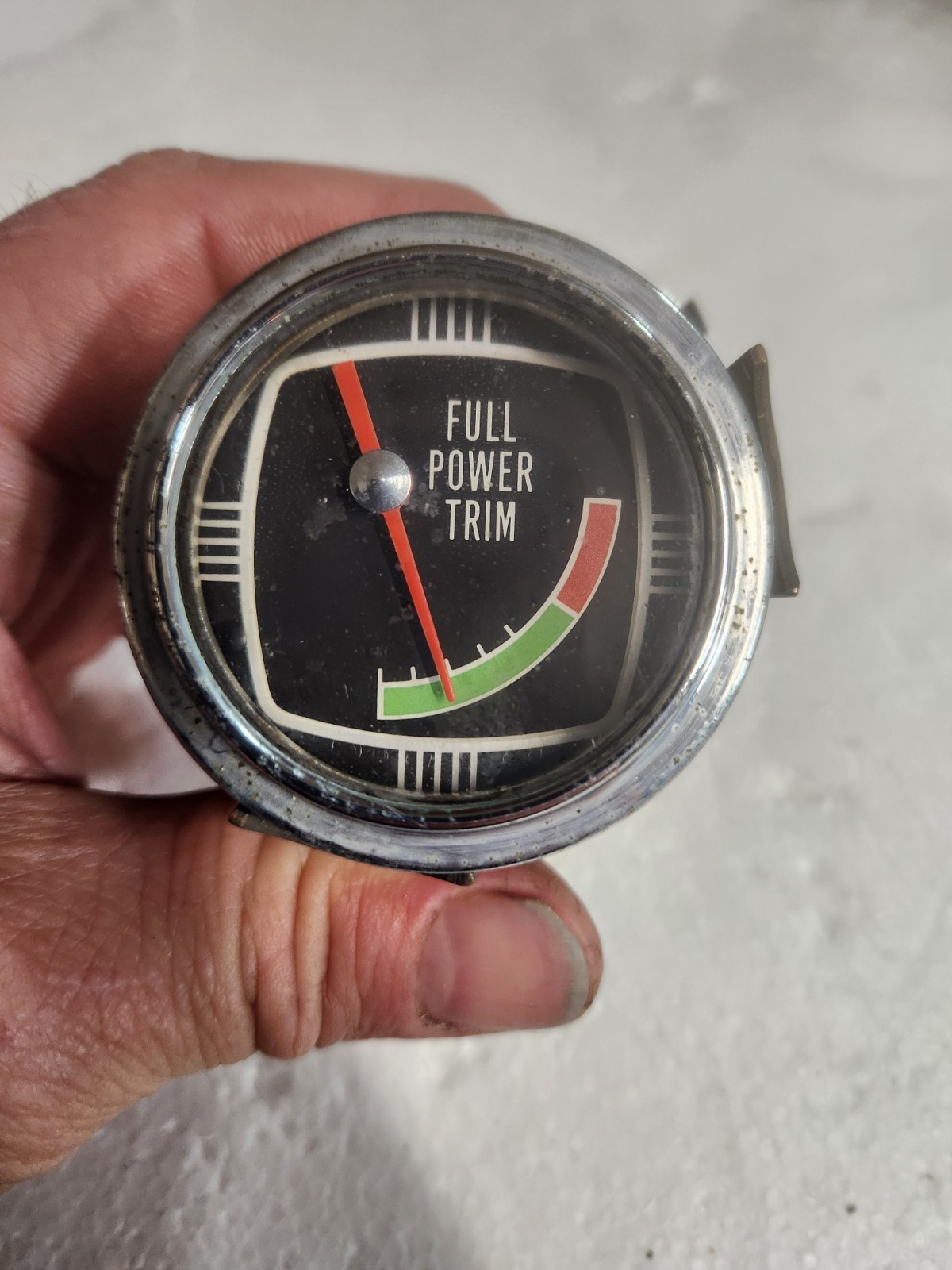 Vintage MerCruiser Full Power Trim Gauge Boat Marine Dash Gauge Metal Housing