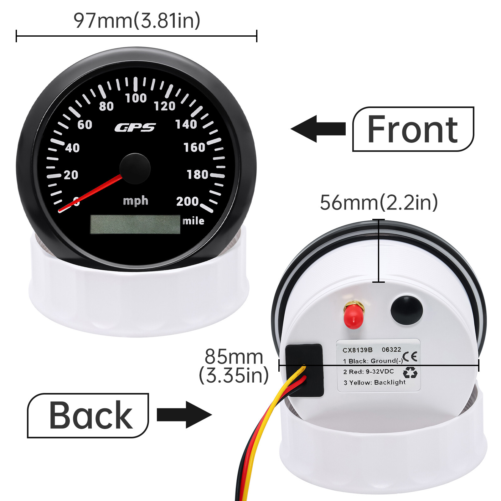 6 Gauge Set 85MM GPS Speedometer Tacho & 52mm Fuel Gauge Temp Oil Volt Car Boat