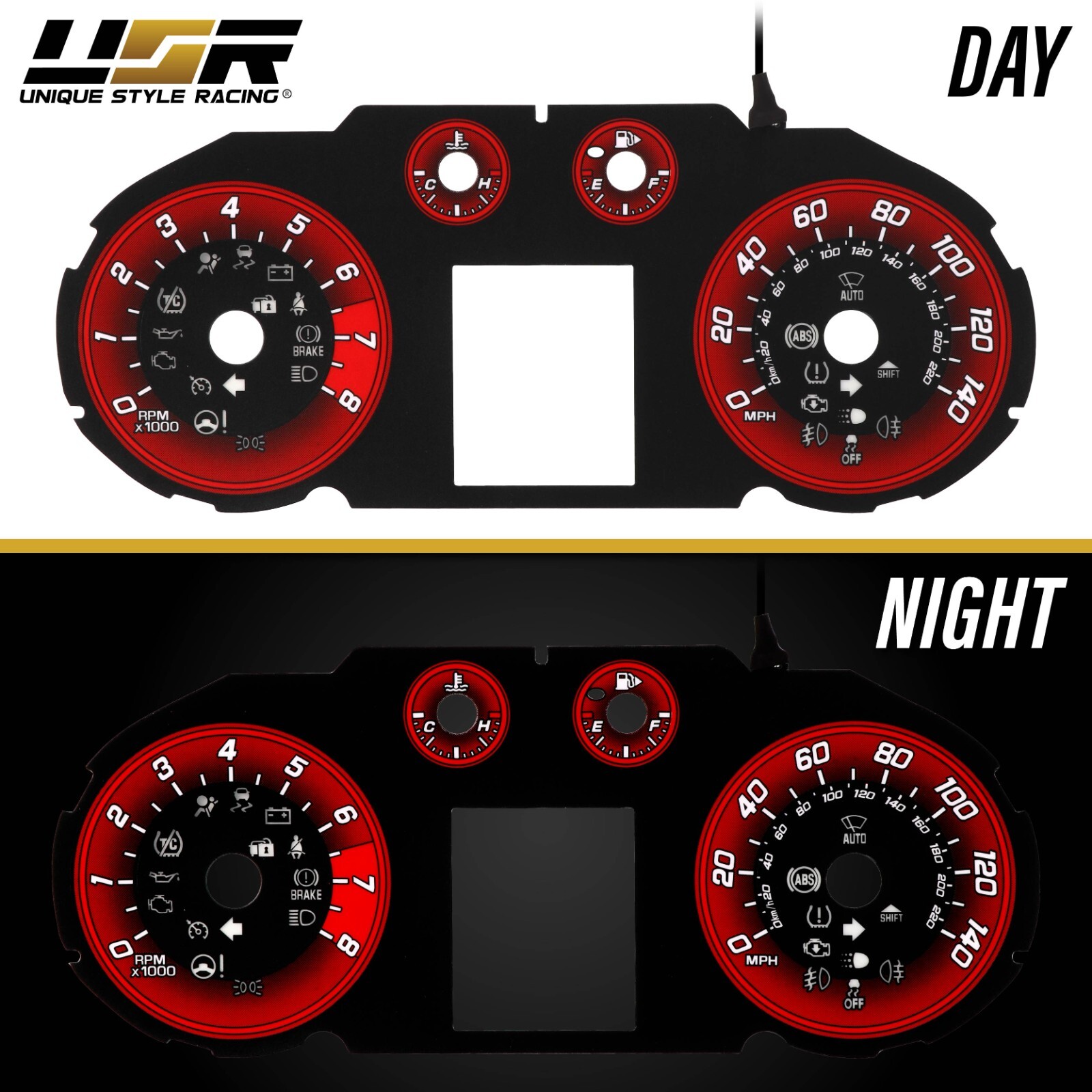 RED Glow Gauge Black Overlay For 11-15 Chevy Cruze 140MPH Instrument Cluster