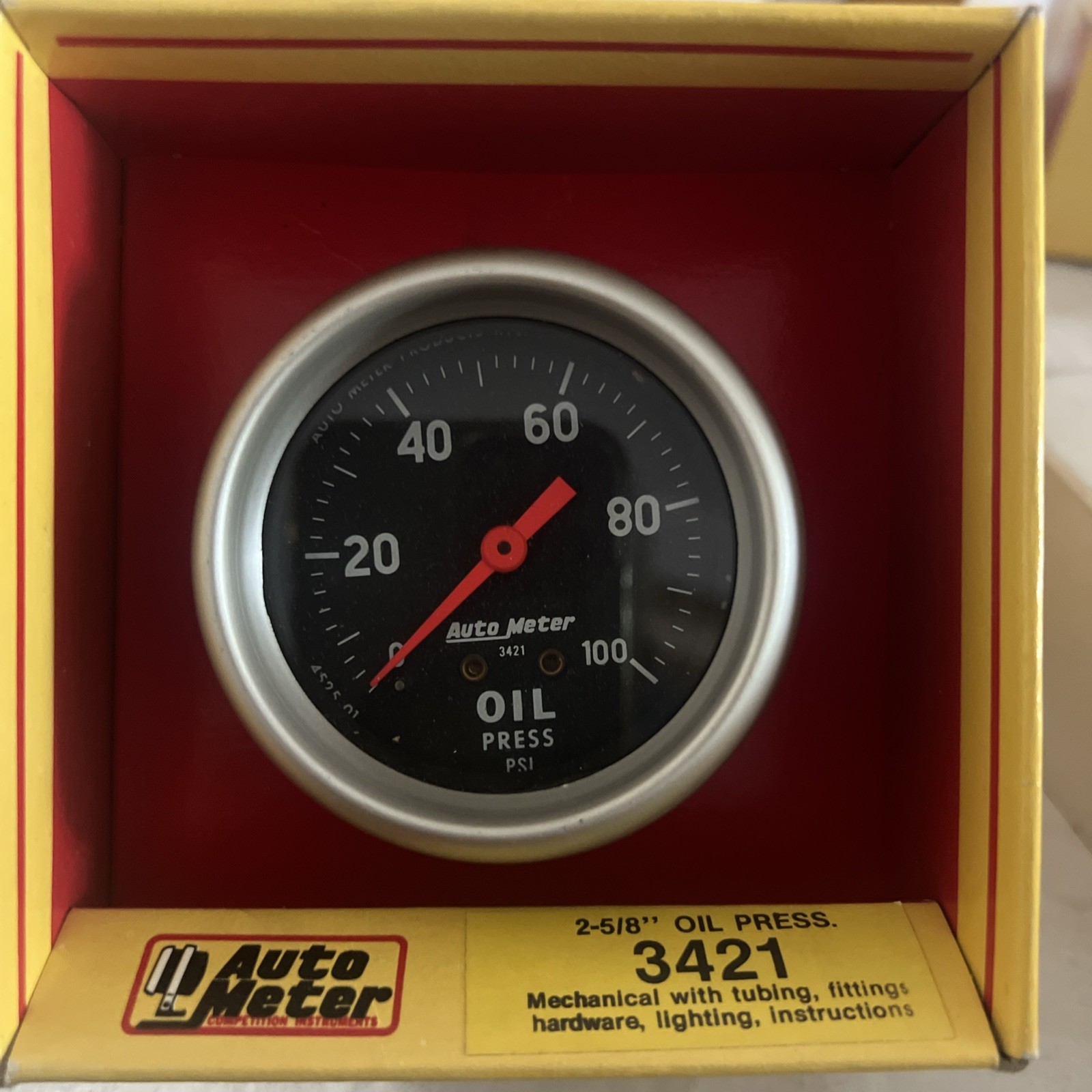 Auto Meter 3421 Sport-Comp Mechanical Oil Pressure Gauge Regular, 2-5/8″(66.7mm)