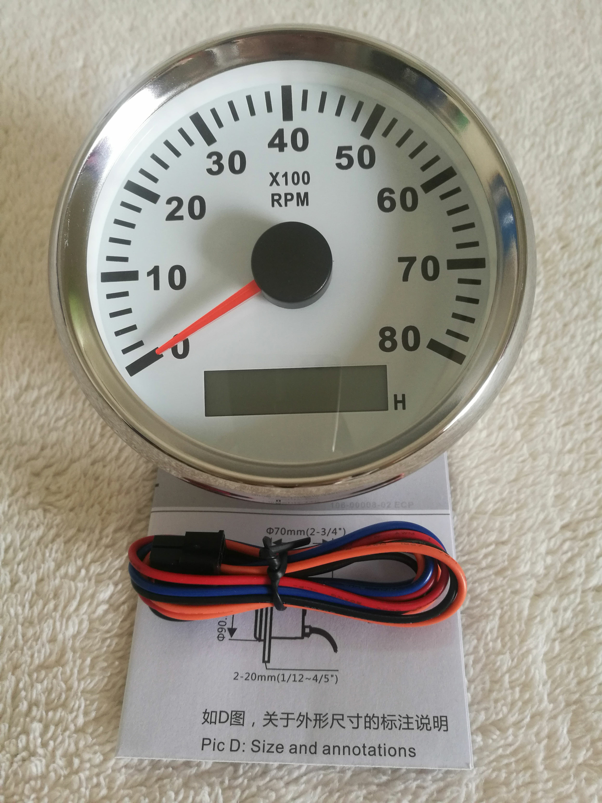 6 gauge set 0-200mph 300km/h speedometer tacho fuel temp volt oil pressure white
