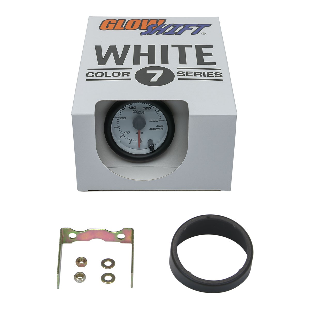 52mm GLOWSHIFT WHITE 7 COLOR 0-200psi AIR PRESSURE GAUGE AIR RIDE BAGS